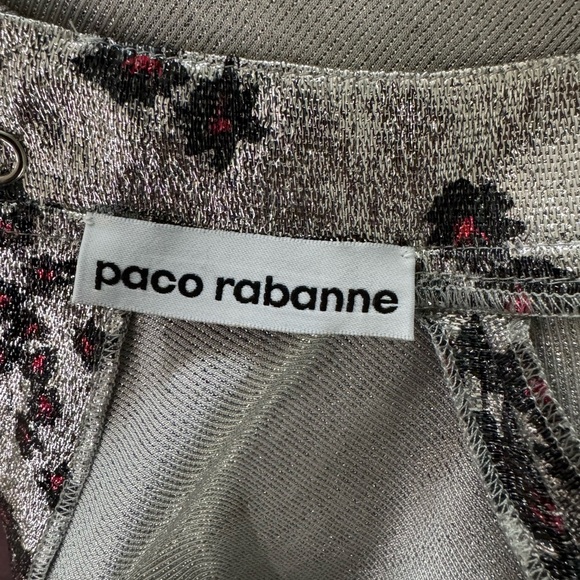 Paco Rabanne Floral Metallic Jerssey Maxi Dress Women's Size 38 US 6 EUC - Picture 14 of 15